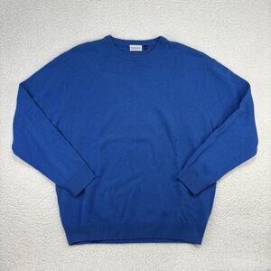 Vintage C&A Canda Mens XL Pure New Wool Woolmark Sweater Blue Crew Neck Preppy